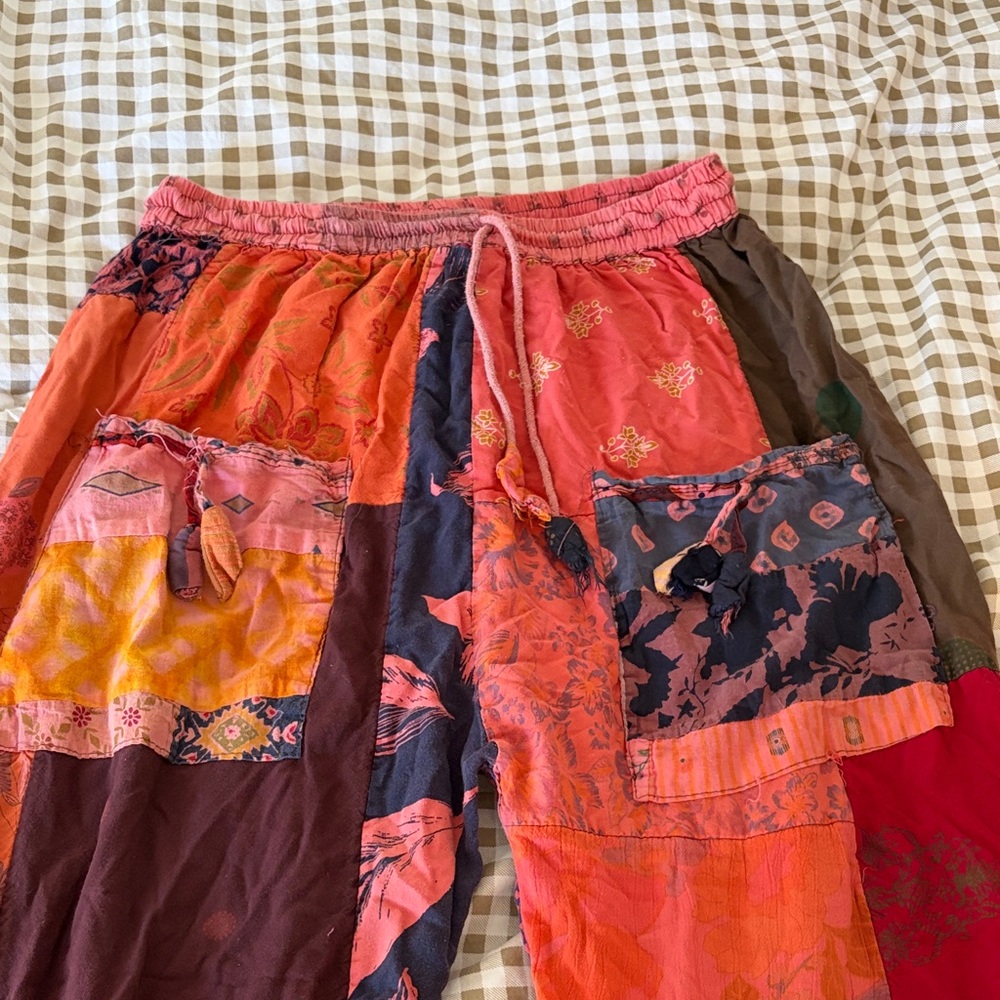 Patchwork Boho Drawstring Pants - image 2